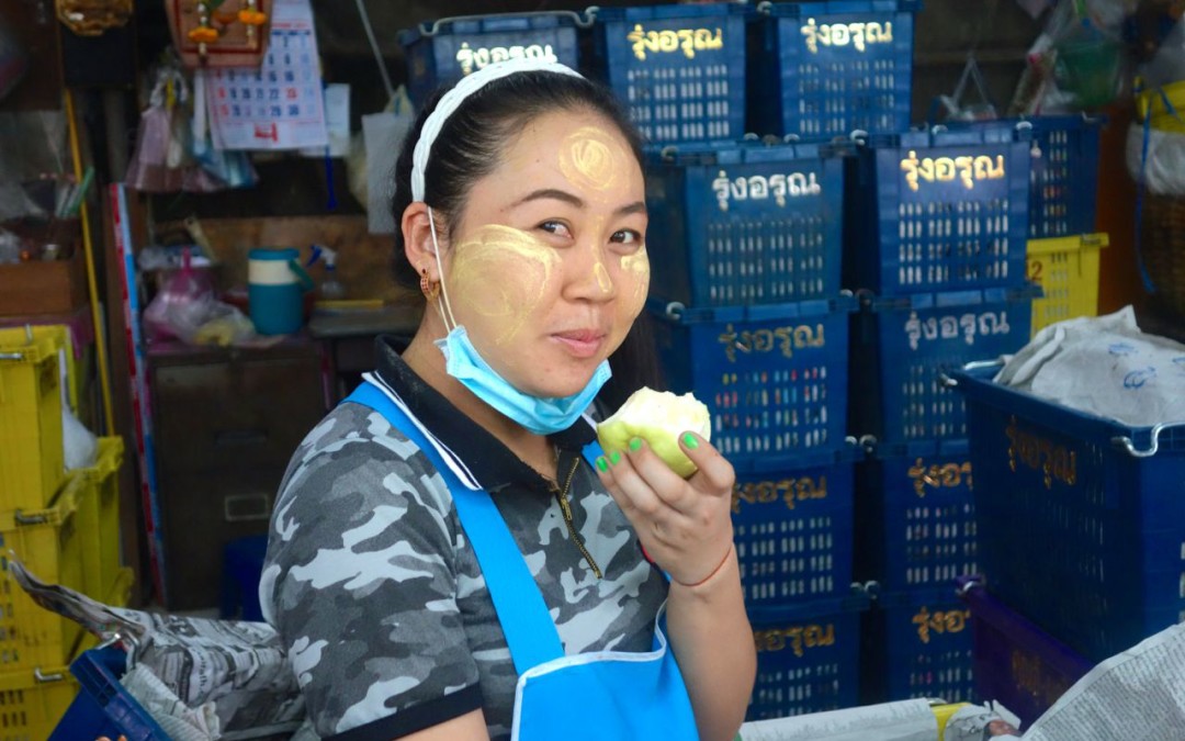 Myanmar woman working in a Bangkok market