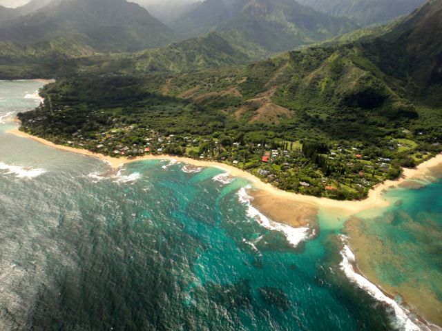 Kauai, Hawaii Princeville from helicopter