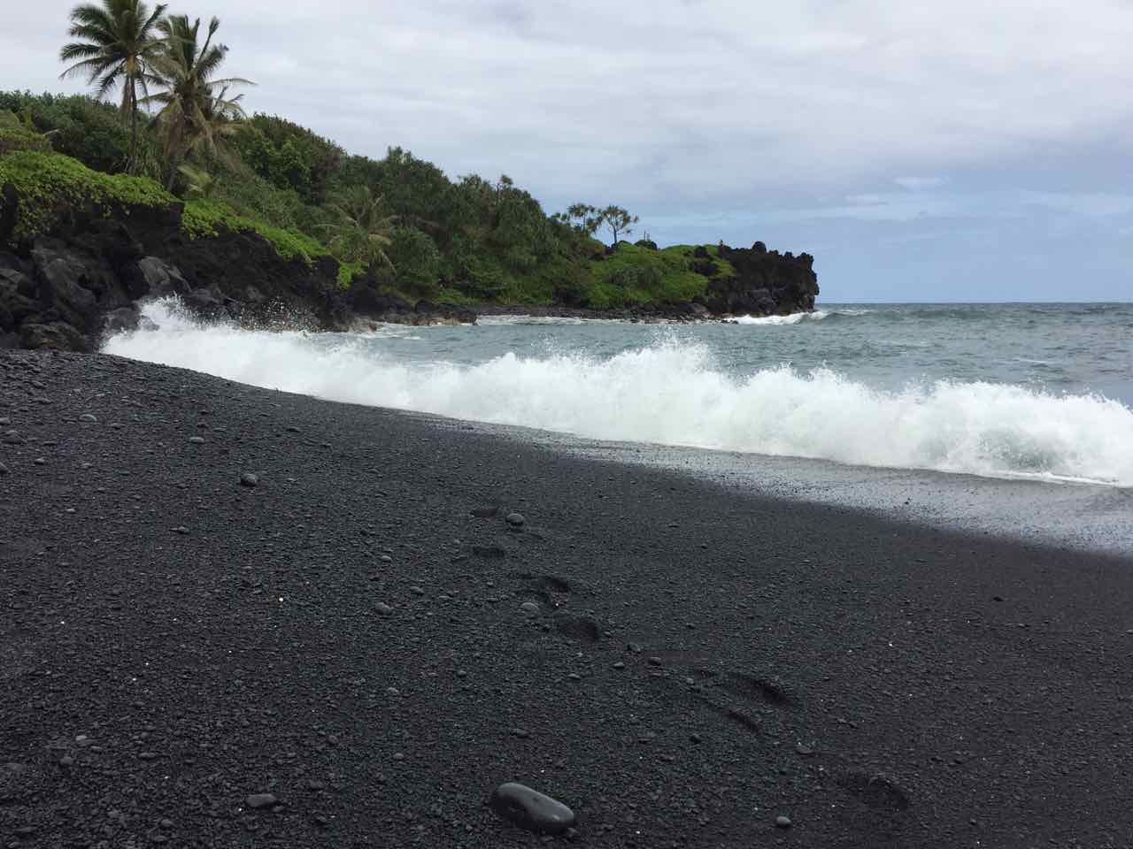 Black sand beach Hana Maui