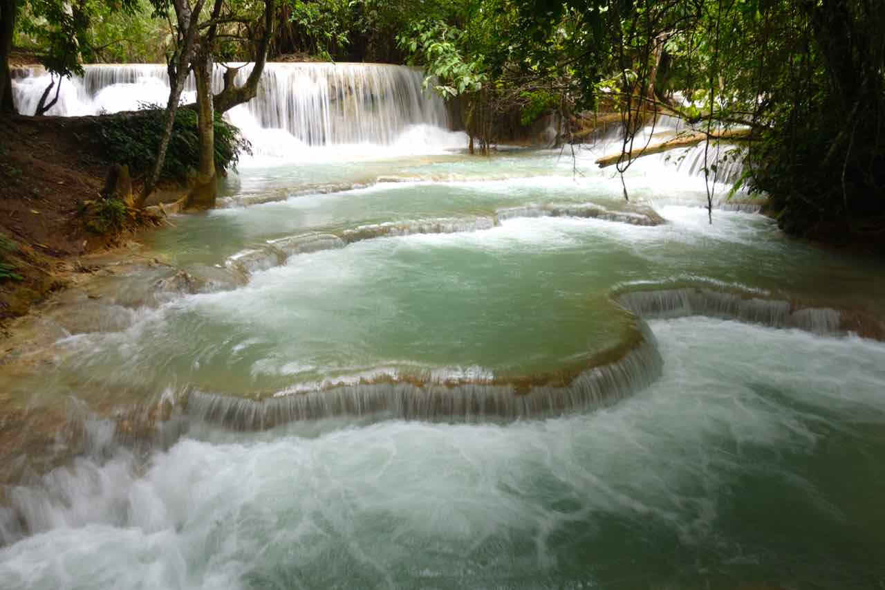Cascading Kuang Si waterfalls Laos