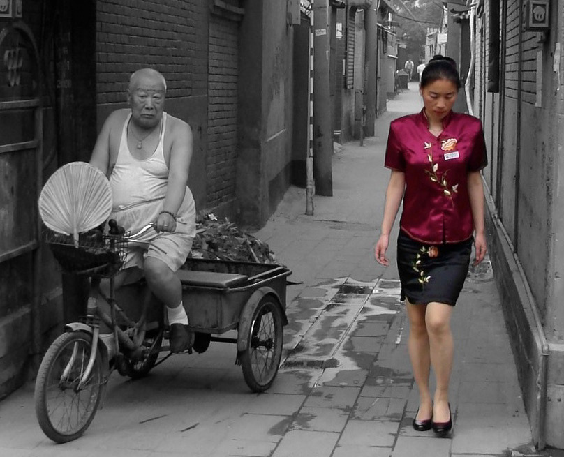 Beijing hutong old man woman