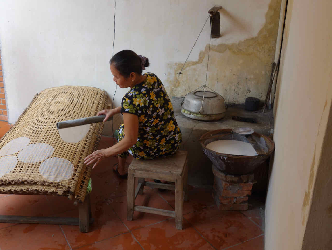 Rice paper making Ninh Binh Vietnam