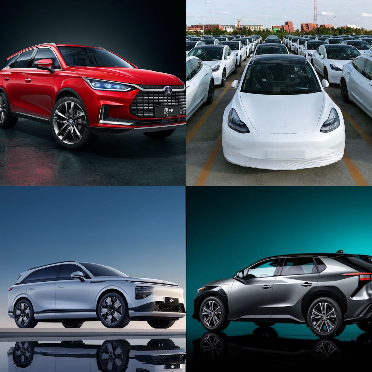 China EVs BYD Tesla XPeng Toyota