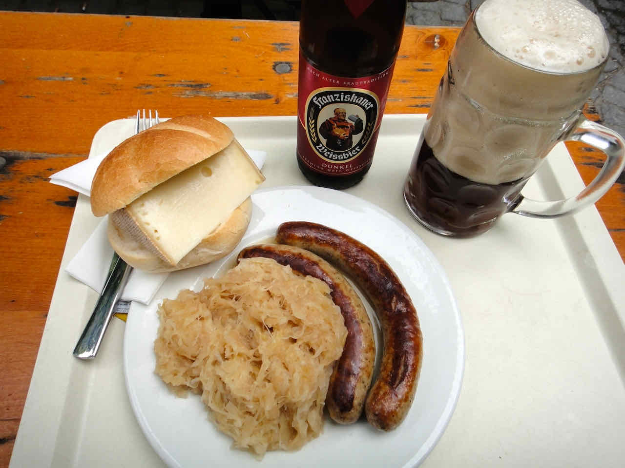 Munich bratwurst sauerkraut beer