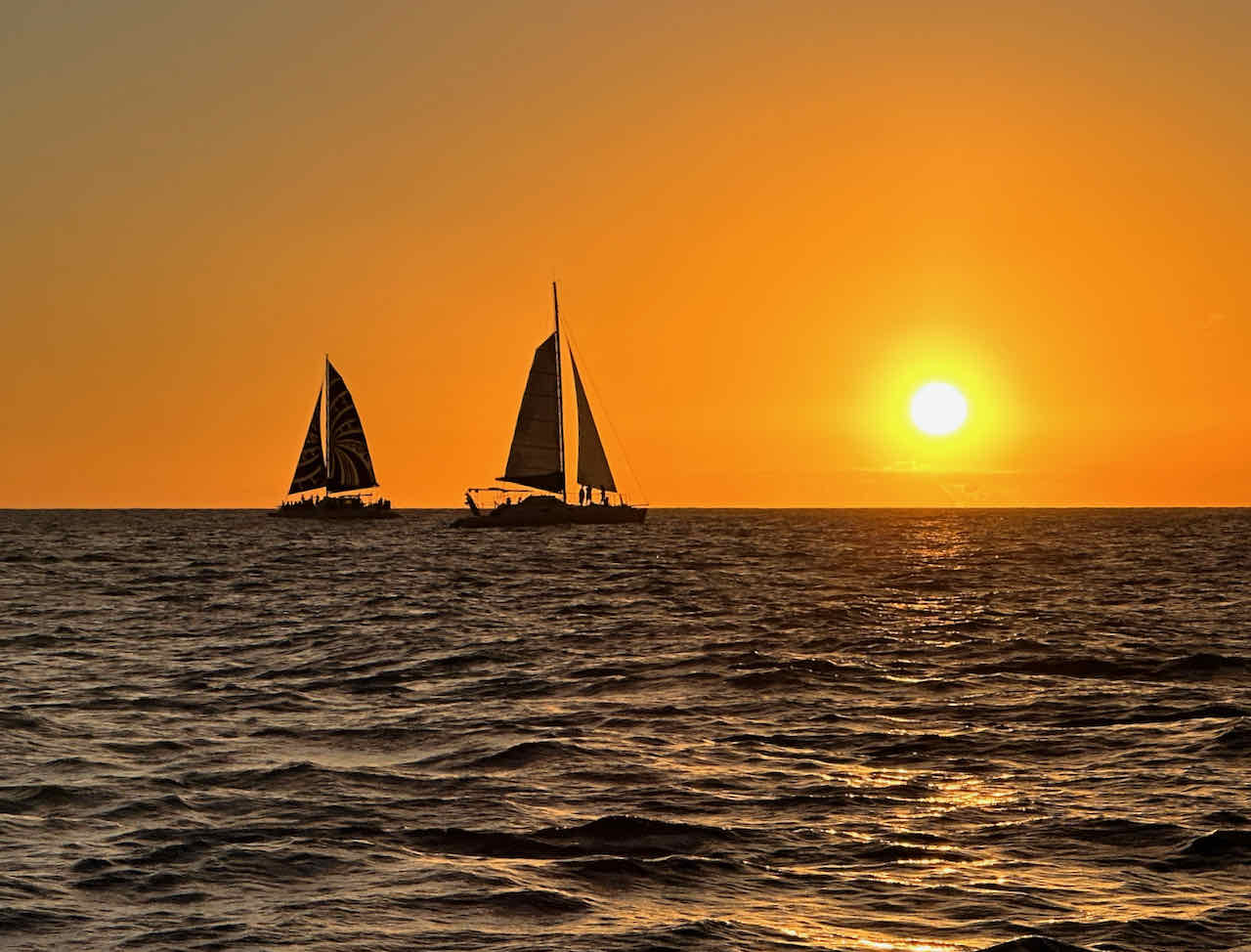 Saiboats at sunset Waikiki