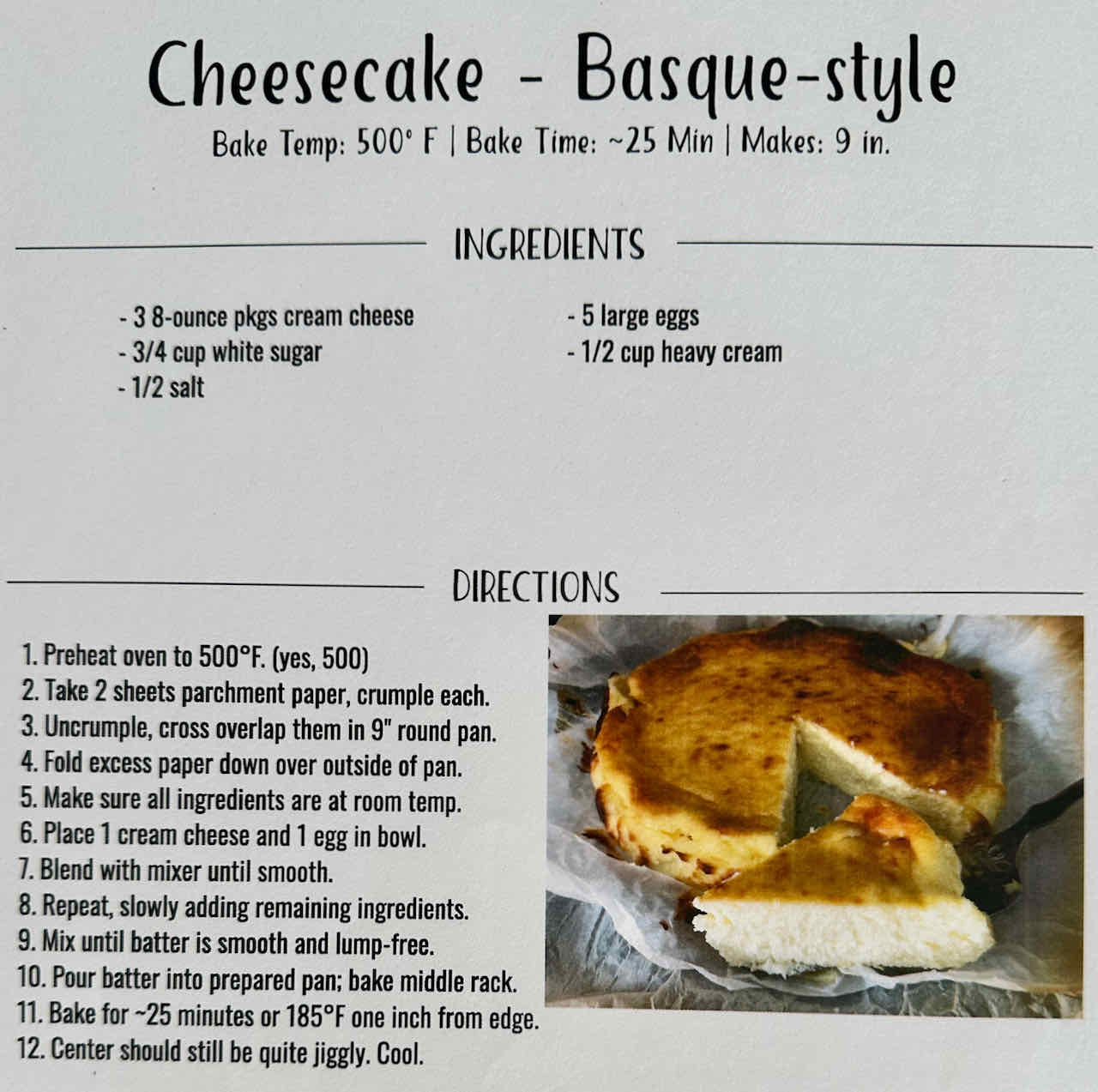 Cheesecake Basque style recipe Stephen Henson