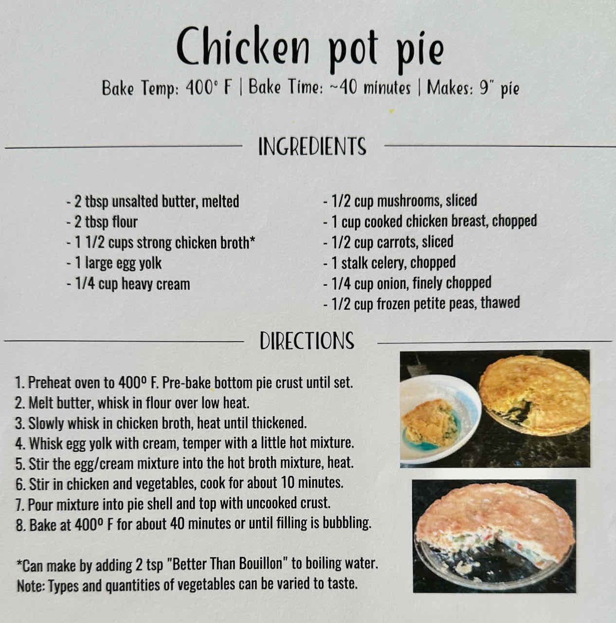 Chicken pot pie recipe Stephen Henson