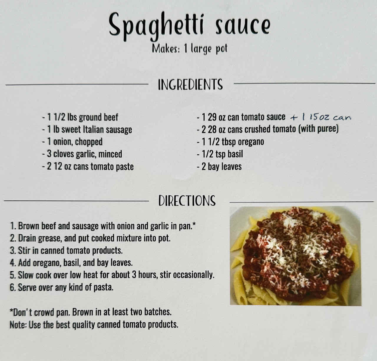 Spaghetti sauce recipe Stephen Henson